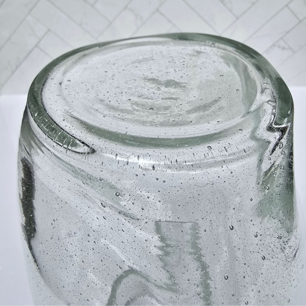Hand Blown Seeded Bubble Glass Vase Clear 8.5 Inch Heavy Base Floral Decor - Picture 6 of 10